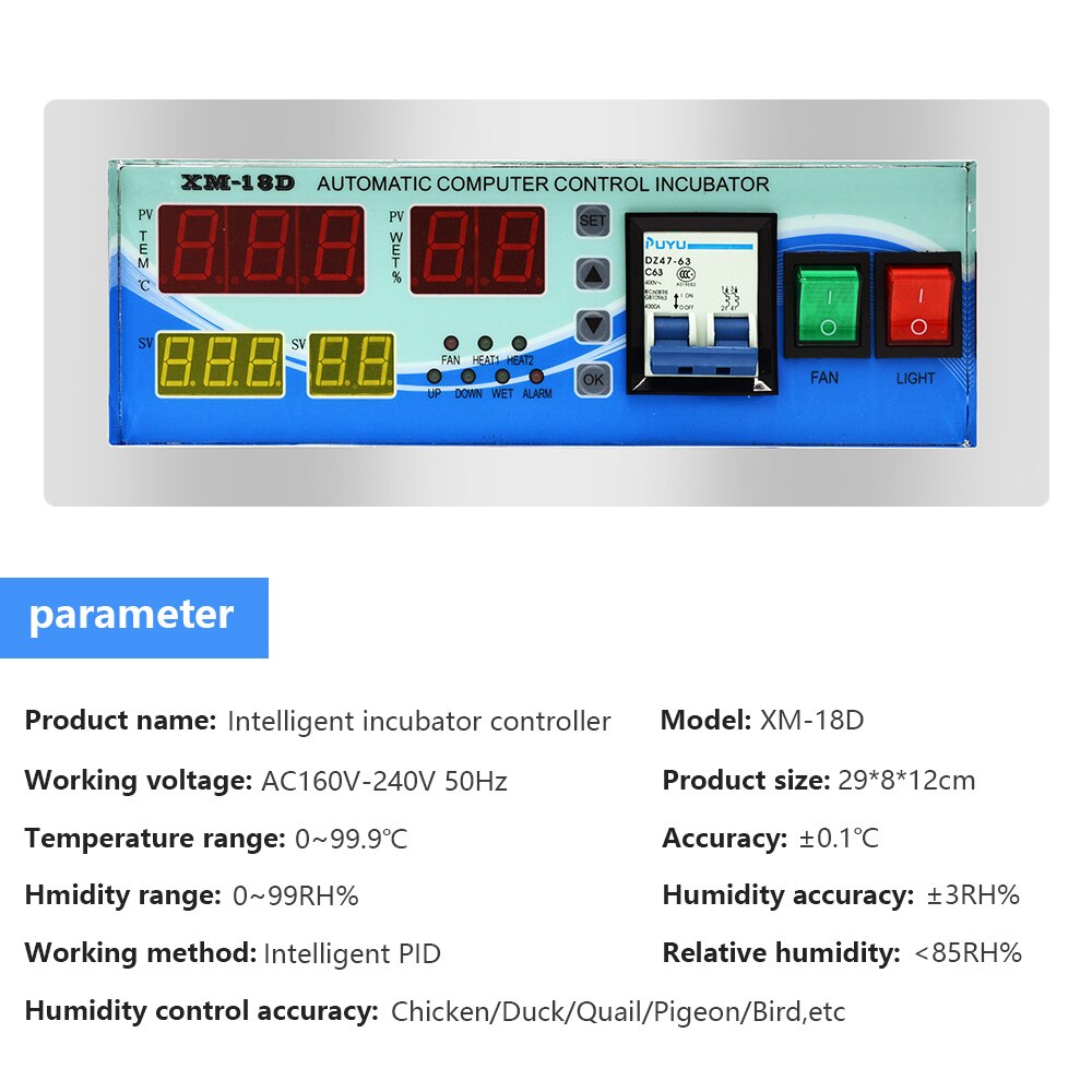 Thermostat complètement automatique de XM-18D de contrôleur d'incubateur d'oeufs avec des capteurs d'humidité de la température à vendre