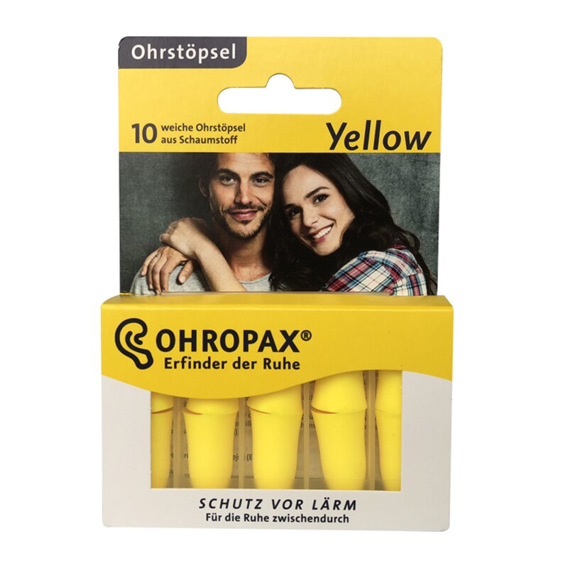 Bouchons d'oreille Ohropax jaune M | 5 paires, bouchons d'oreille unisexes en coton doux, protecteur d'oreille, pour voyage, étude, sommeil, réduction du bruit muet
