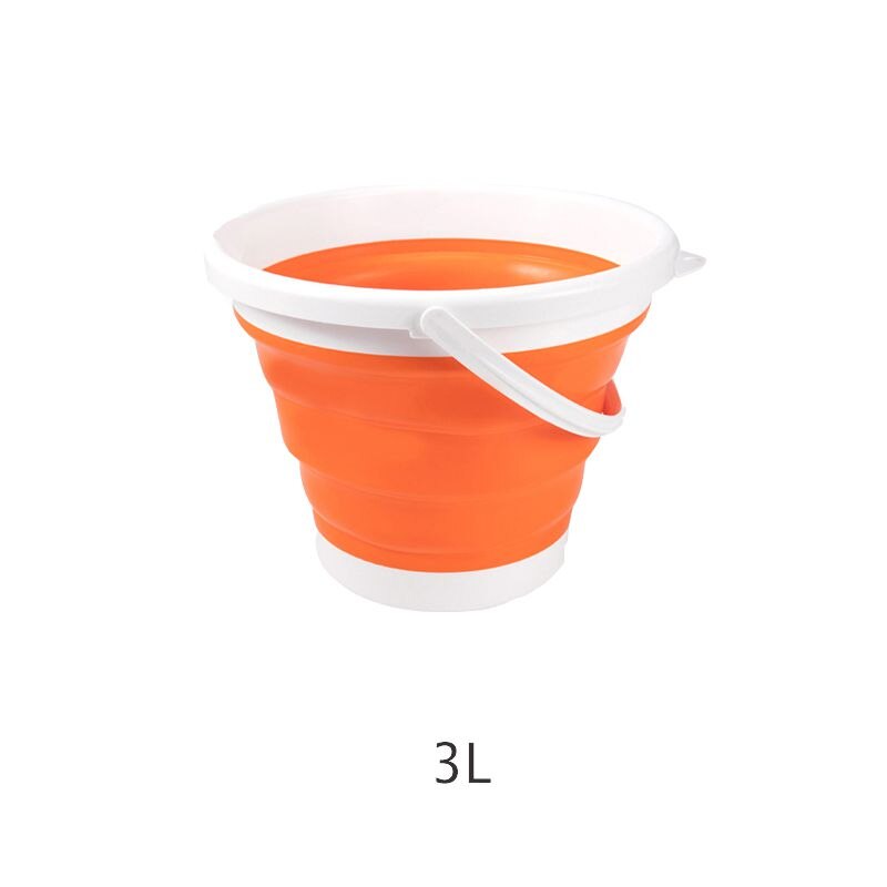 10L/5L/3L Portable Foldable Bucket Collapsible Silicone Bucket Lid Car Washing Pail Outdoor Car Water Storage Tank: Orange 3L