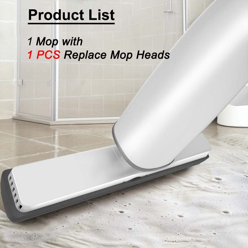 Automatic Self-Wringing Mop Flat Mop with PVA Sponge Mop Heads Floor Washing Mop for Bedroom Household Cleaning Tools: Mop with 1 Head