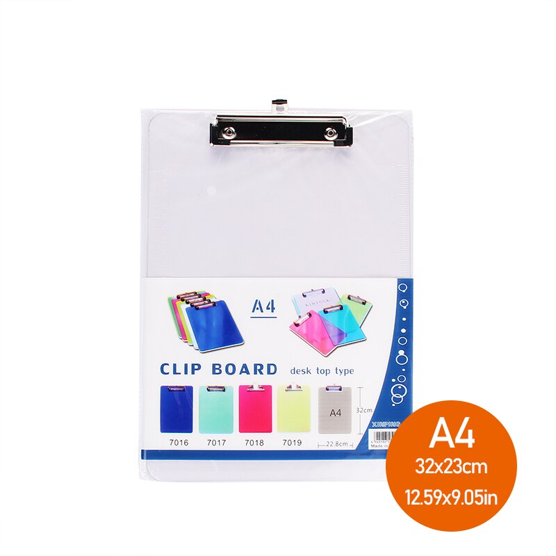 A4 PP Plastic Folder Portable Pad Portable Pen Tray Office Metting File Pocket School folders A5 cilp file: A4 Transparent