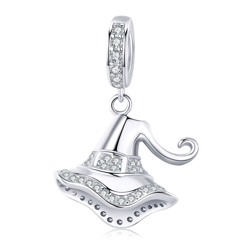 WOSTU Halloween koraliki 925 Sterling srebrna czaszka dynia magia przewodnik Charm Fit oryginalna bransoletka wisiorek straszne Party biżuteria: FIC1364