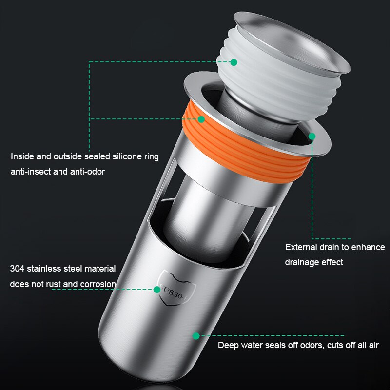 304 Rvs Deodorant Afvoerputje Kern Wastafel Seal A... – Grandado