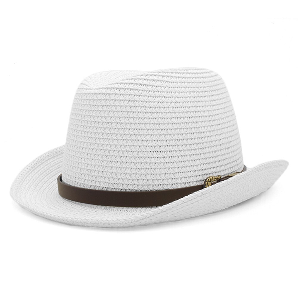 Sombreros clásicos de paja para hombre y mujer, sombrero de paja clásico Retro Para hombre y mujer, sombrero Fedora con banda de lazo, Trilby, Jazz, talla ajustable M-L 7 1/8-7 3/8