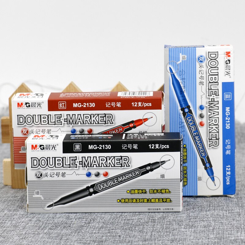 12 stücke M &Ampere; G Doppel markieren stift verrotten blau schwarz öl stift haken linie logistik markieren wasserdicht schnell trocknend nicht verblassen sterben stift von markieren