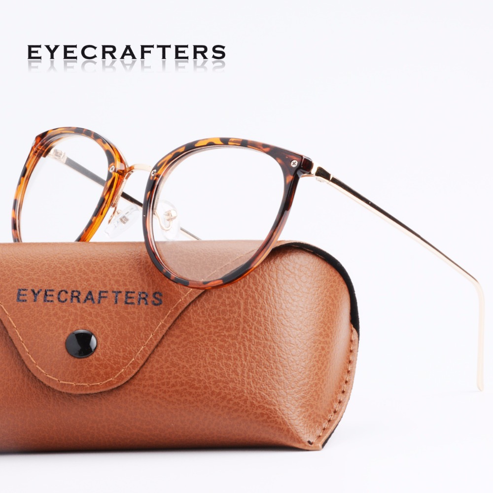 Luipaard Retro Ronde Womens Brilmonturen Optische Clear Lens Eyewear Vintage Cat Eye Brillen Frames Voor Vrouwen