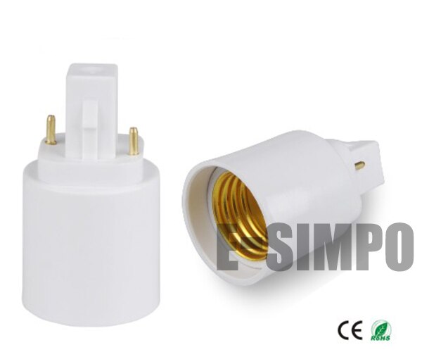 8 stuks 2- pins cfl  g24 to e27 lampvoetadapter  g24d naar  e26 adapter 2p 21.8mm g24 to e26/e27 lampvoetconverter ce, rohs,