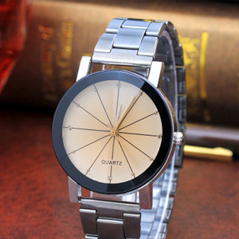 Ronde Paar Horloge Zwart en Wit Bruin Dial Lederen Pointer Mannelijke en Vrouwelijke Student Temperament Horloge: alloy Style 2 woman