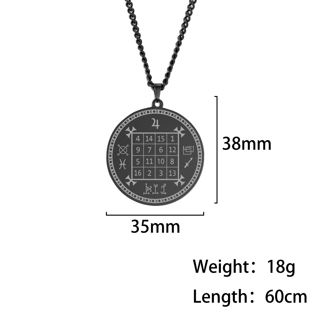 LIKGREAT-collar de Saturno, Júpiter, Solomon, Cuadrado mágico talismán de acero inoxidable, colgantes ocultos, joyería, de Navidad: 03
