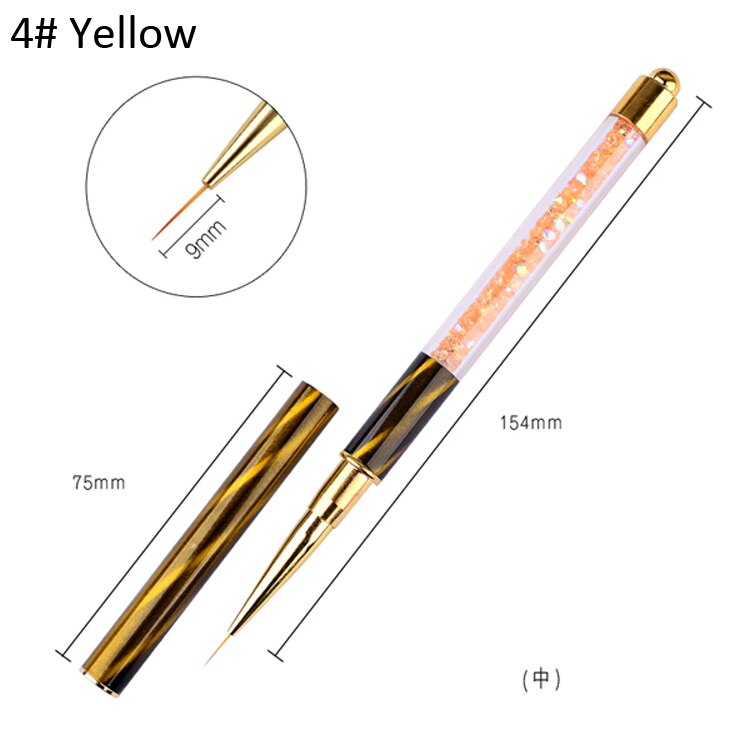pincel de dibujo gradiente para uñas, diamantes de imitación, Ojo de gato, 1 Uds., pinceles planos para pintar, herramientas para esmaltado de uñas en Gel UV DIY: 4 yellow