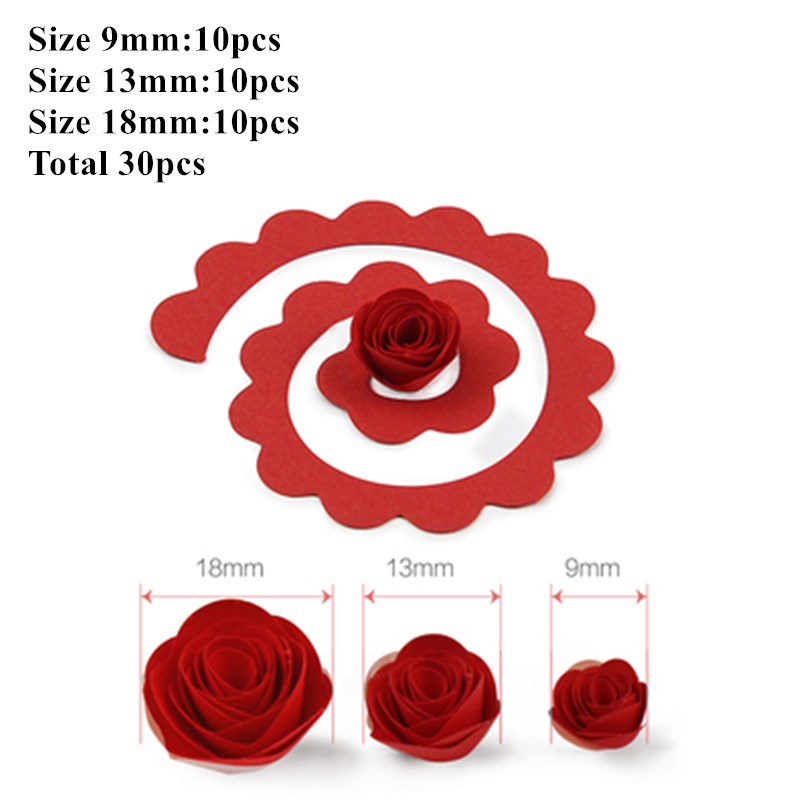 30pcs Multi Size Rose Flower Quilling strisce di carta Craft Make Paper Flowers Kit per Scrapbooking Quilling Paper Set: Red