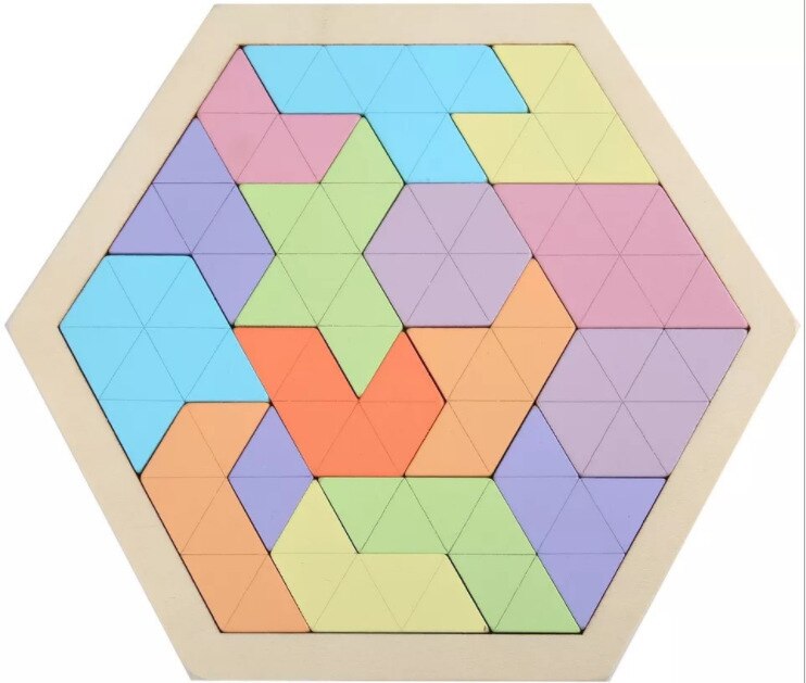 Rompecabezas de madera Hexagonal geométrico para niños, puzle de desarrollo intelectual, diversión, visión en Color, educativo, Toy3D, educativo: NO.3253