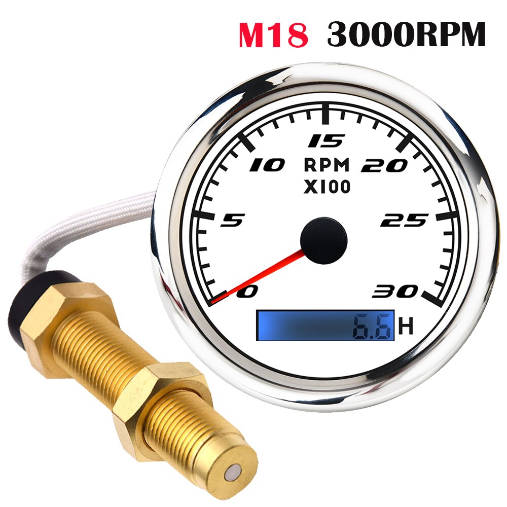 85mm contagiri per barche per auto contagiri marino con contaore LCD 3000 4000 6000 7000 8000 RPM contagiri per barche Toerenteller: WS 3000RPM M18