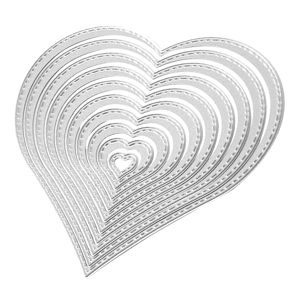 10PCS Assorted Size Metal Carbon Steel Love Heart Embossing Cutting Dies Stencil Templates for DIY Scrapbooking Album Paper Card