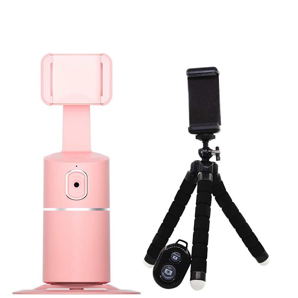 Estabilizador de cardán de seguimiento facial automático, trípode para teléfono, accesorios con rotación de 360 grados, seguimiento inteligente por Ia, foto, Vlog, grabadora de vídeo: Pink with Black