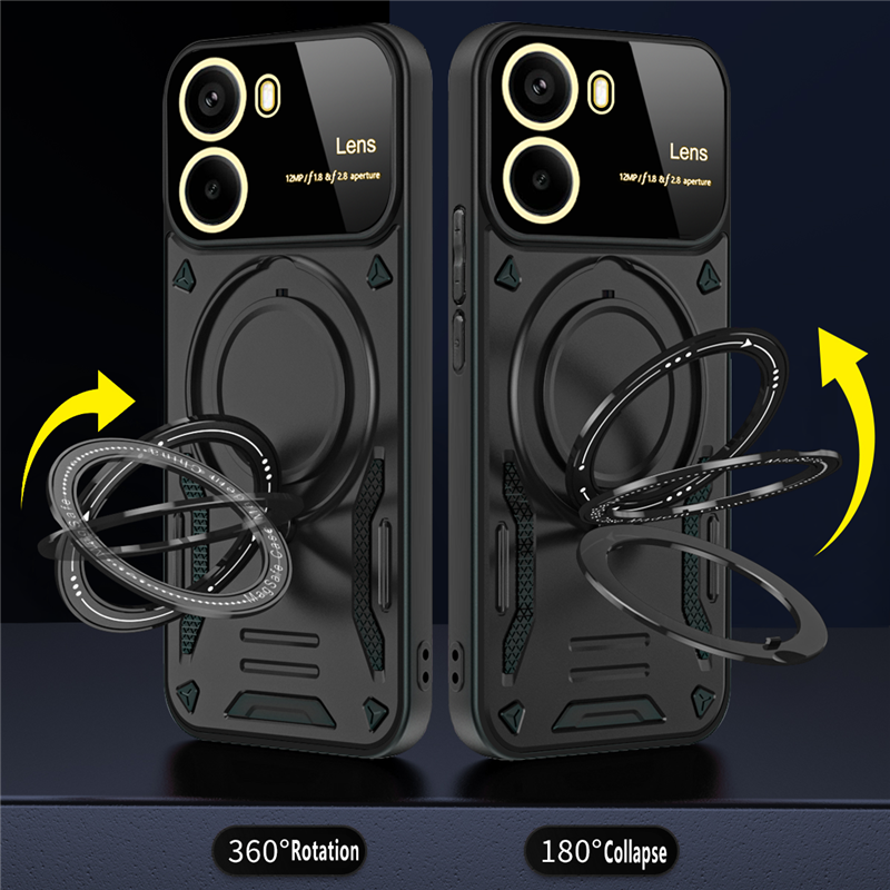 For POCO X7 Pro 5G Case Armor Magsafe Magnetic Ring Case For Xiaomi POCO X7Pro Wireless Charging Cover With Lens Protector
