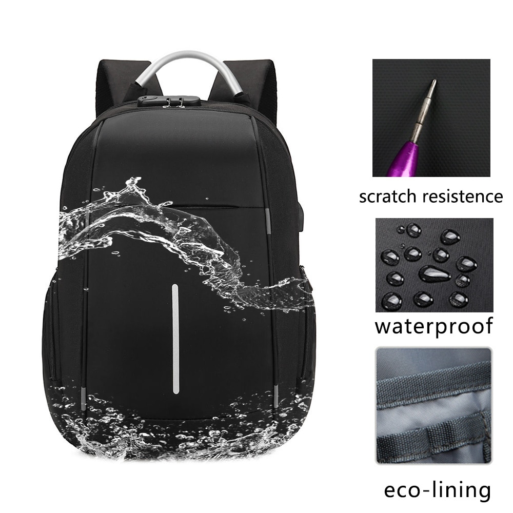 IKE MARTI Anti-Theft Backpack 15.6 Inch Laptop Bag Men Mochila Women Waterproof Urban Black Large Capacity School Backpack