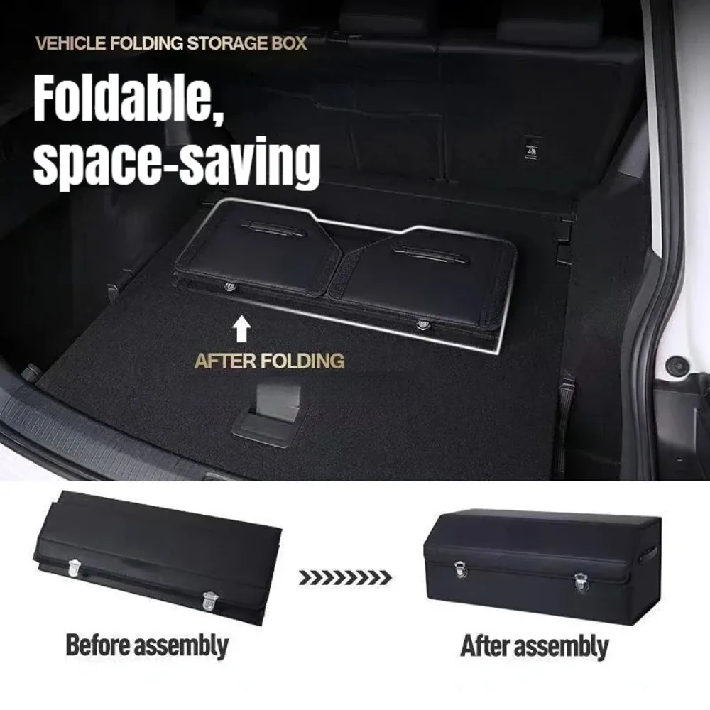 Caja de almacenamiento de respaldo para coche, contenedores plegables de viaje para artículos diversos, cajas de acabado de ropa de alta capacidad, contenedor organizador Interior portátil para coches