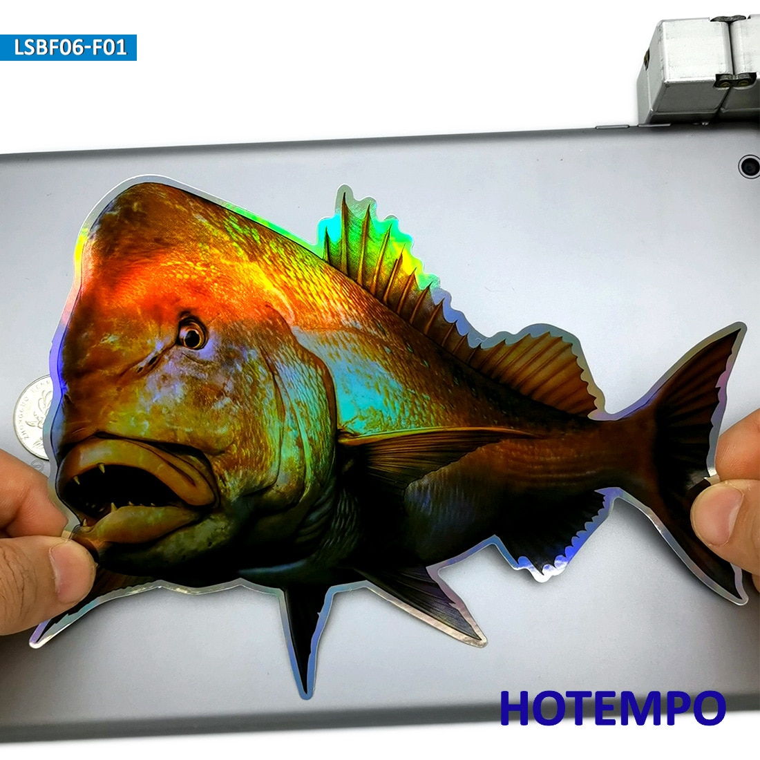 7.87 pollici 20cm Laser pesce di grandi dimensioni pesce persico dorato adesivi per auto moto per Laptop di grandi dimensioni per Go Fishing adesivo impermeabile