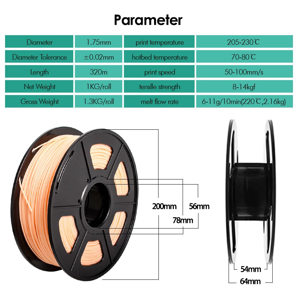 PETG 3D Printer Filament 1.75mm Dooling PETG 3D Filament Consumables 1KG/2.2LBS