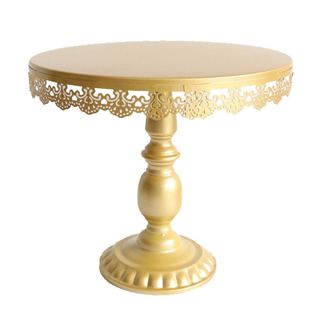 Ronde Metalen Cake Houder Cake Stand Cupcake Dessert Display Voor Tea Party Wedding MU8669: Gold A  Middle