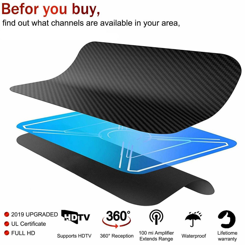 210 Miles Receiver USB Aerial Clear Digital HDTV Signal Booster Freeview Easy Install Indoor TV Antenna 5v Coax Cable 4K 1080P