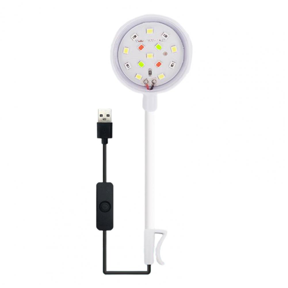 Luces para pecera, luz LED para acuario, 360 grados, ajustable, plástico, lámpara Universal impermeable para peceras con Clip de tubo: Blanco