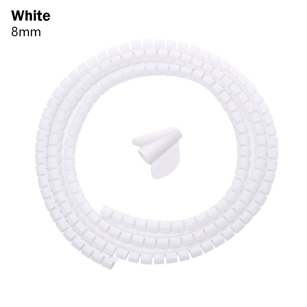 2M/1.5M Opslag Pijp Cord Protector Kabel Buis Organizer Flexibele Spiraal Kabel Organizer Winder Desk Tidy Kabel accessoires: 8mmx1.5m white