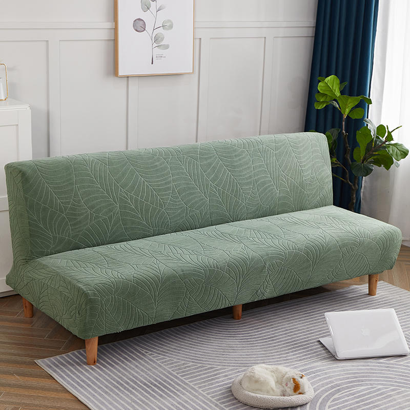 Waterproof Armless Futon Cover Stretch Sofa Bed Couch Slipcover Elastic Jacquard Thick Anti-Slip bedspread Furniture Protector: Green