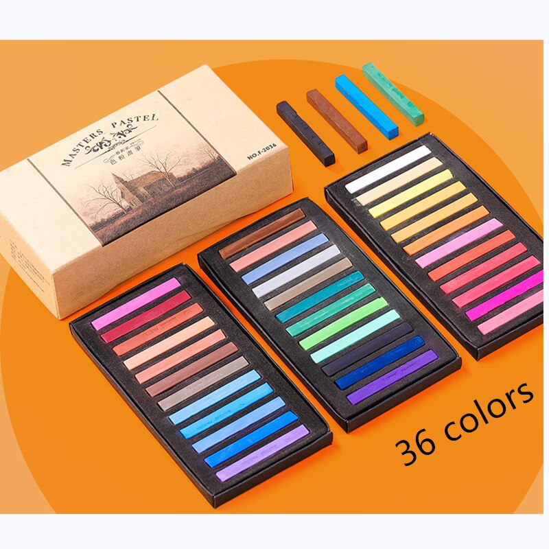 12/24/36/48 farger marley kritt maling myke tørre fargestifter vannløselige fargestifter sett for kunstmaling forsyninger: 36 farger