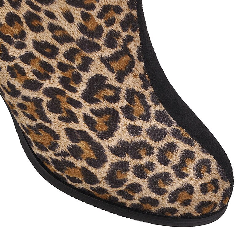 Morazora nieuwste dames enkellaarsjes met luipaardprint, ronde neus en ritssluiting, herfst/winter laarsjes met hoge hak en nette schoenen voor dames
