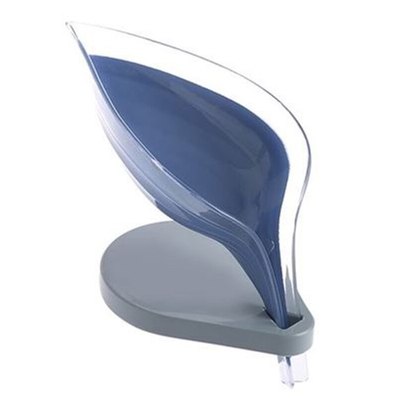Jabonera con forma de hoja para baño, soporte antideslizante para drenaje de jabón, contenedor de placas, estante de secado de almacenamiento, suministros para Baño: B-blue