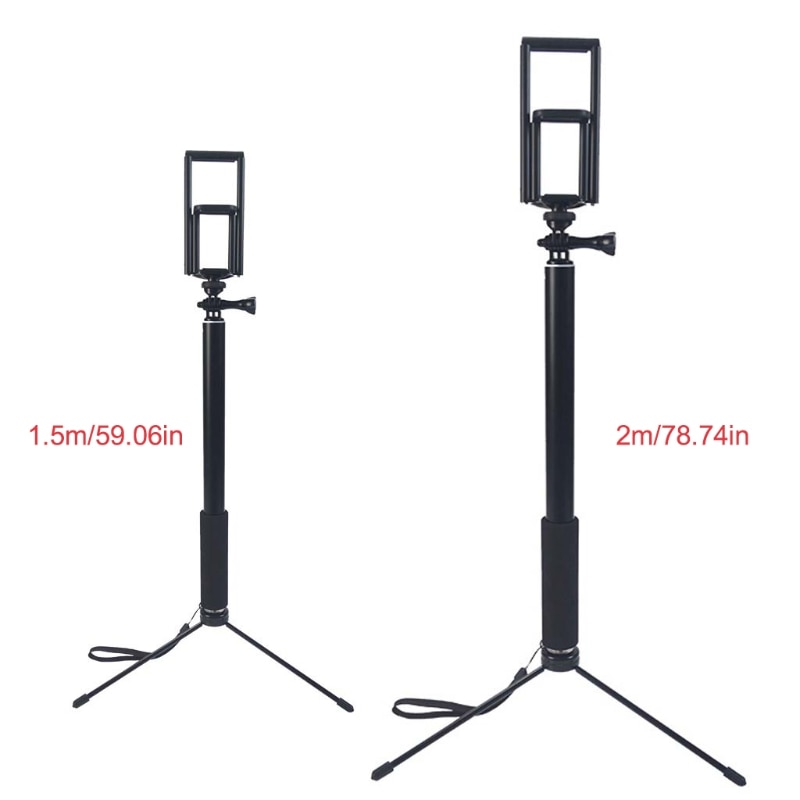 1.5m/2m laajennettavaa selfie stick -jalustajalkaa iphone ipad dslr android goprolle