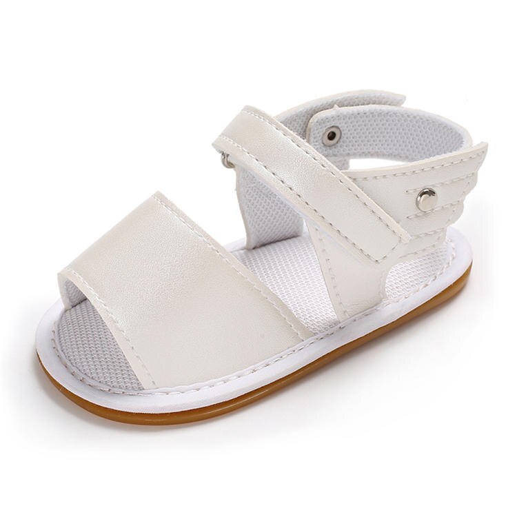 Infant Baby Shoes Girl Sandals Rubber Soft Sole Anti-Slip Summer Pu Wing Newborn First Walker Crib Shoes: White / 0-6 Months