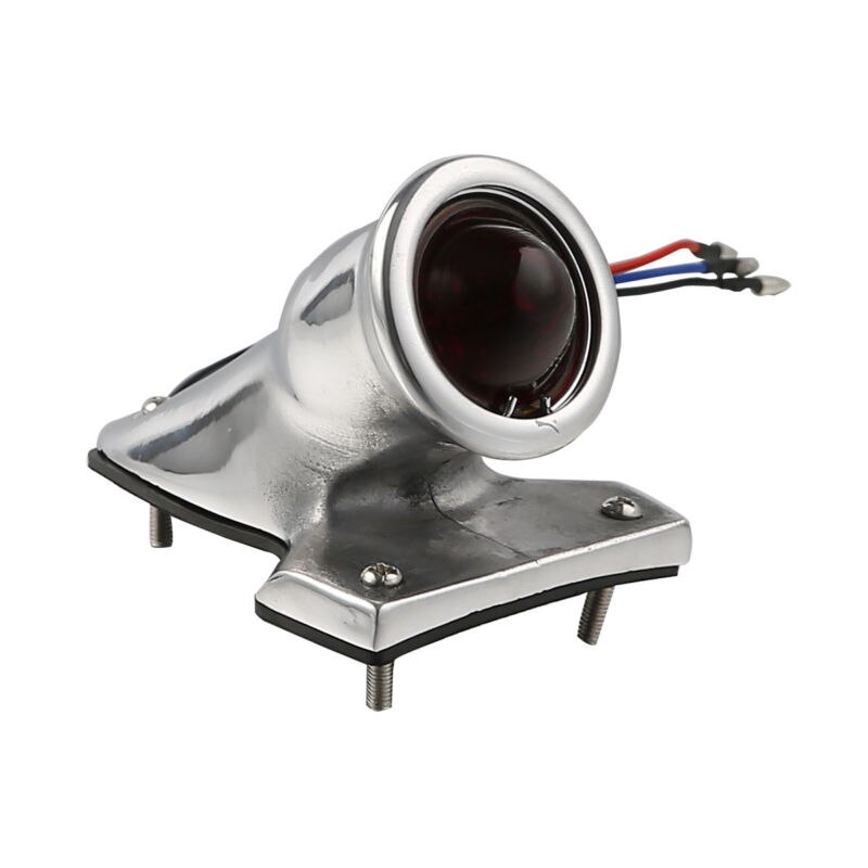 Feu arrière pour moto, Style Vintage, feu de frein pour Harley Davidson Bobber Chopper, Chrome/noir, 12V