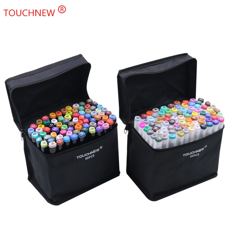 TOUCHNEW blanco y negro 40 colores arte rotuladores pincel lápiz boceto marcadores a base de Alcohol doble cabeza Manga dibujo bolígrafos arte suministros