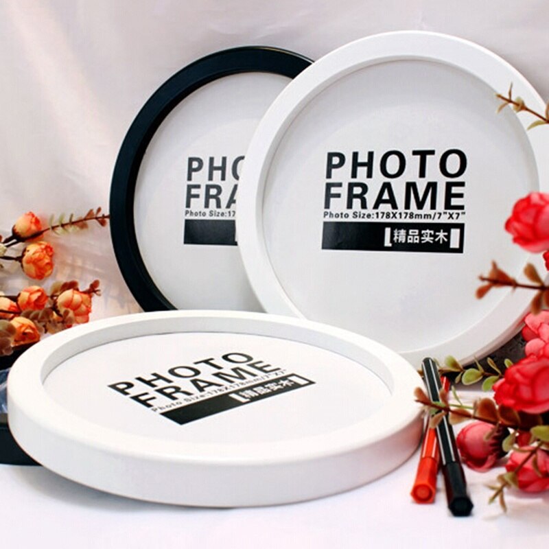 Round Photo Frame DIY Wooden Photo Frames Wall Mounted Hanging Picture Frames Cadre Photo Murale Living Room Decor