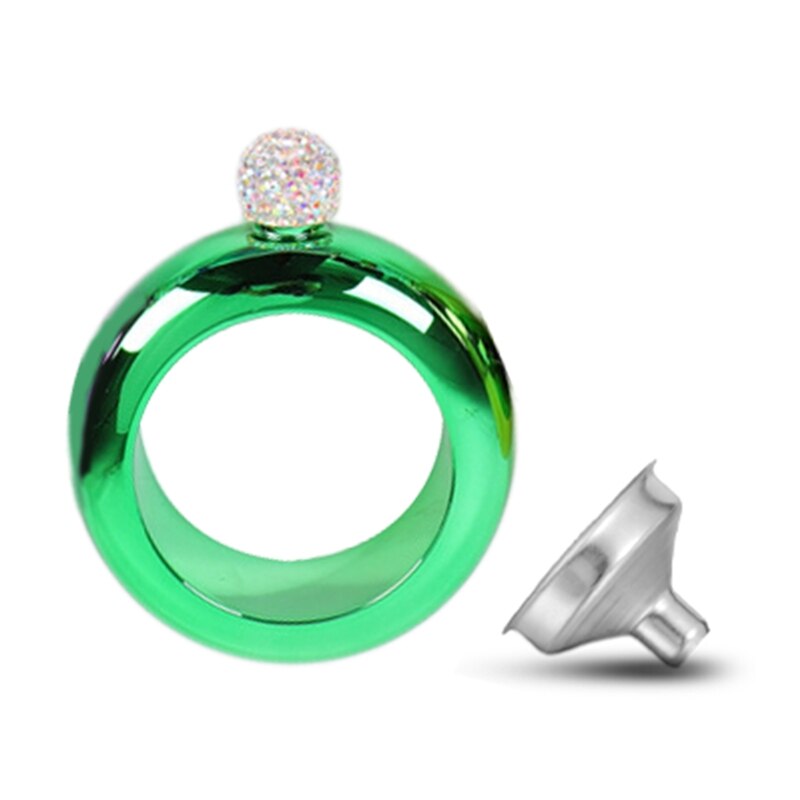 Bracelet alcool Hip flacon avec couvercle en diamant rond Chic vin 3.5oz whisky Vodka alcool Flagon Drinkware + 1 entonnoir: GR