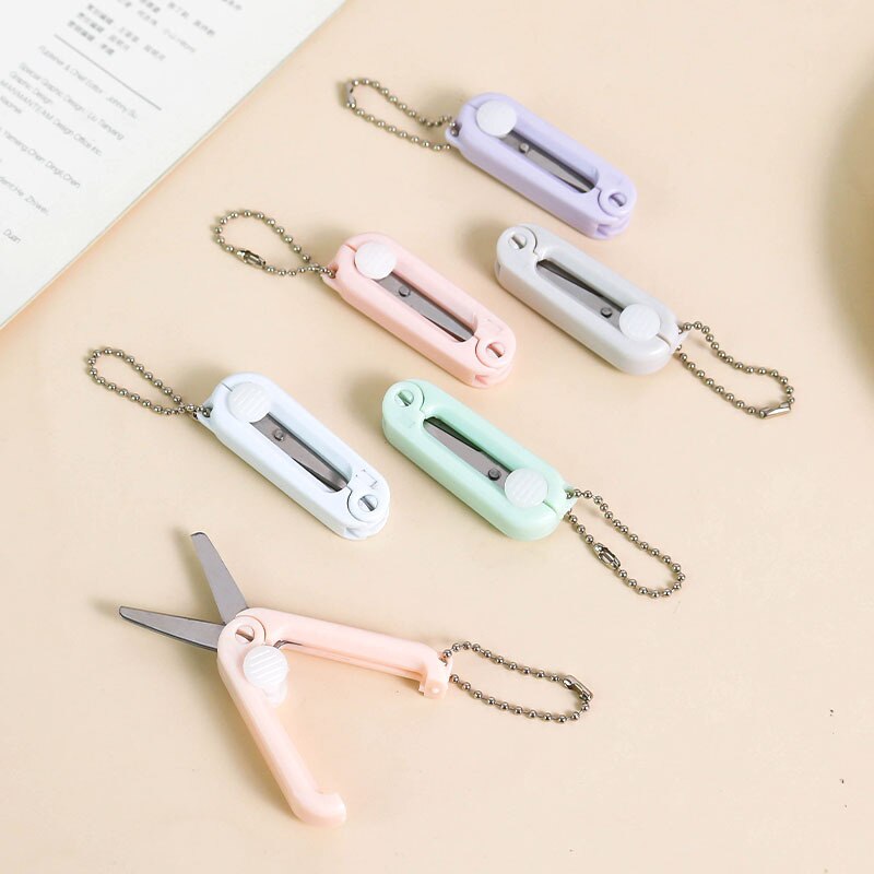 Stainless Steel Small Scissors Portable Mini Scissors Retractable Folding Scissors Multifunctional Safe and Cute