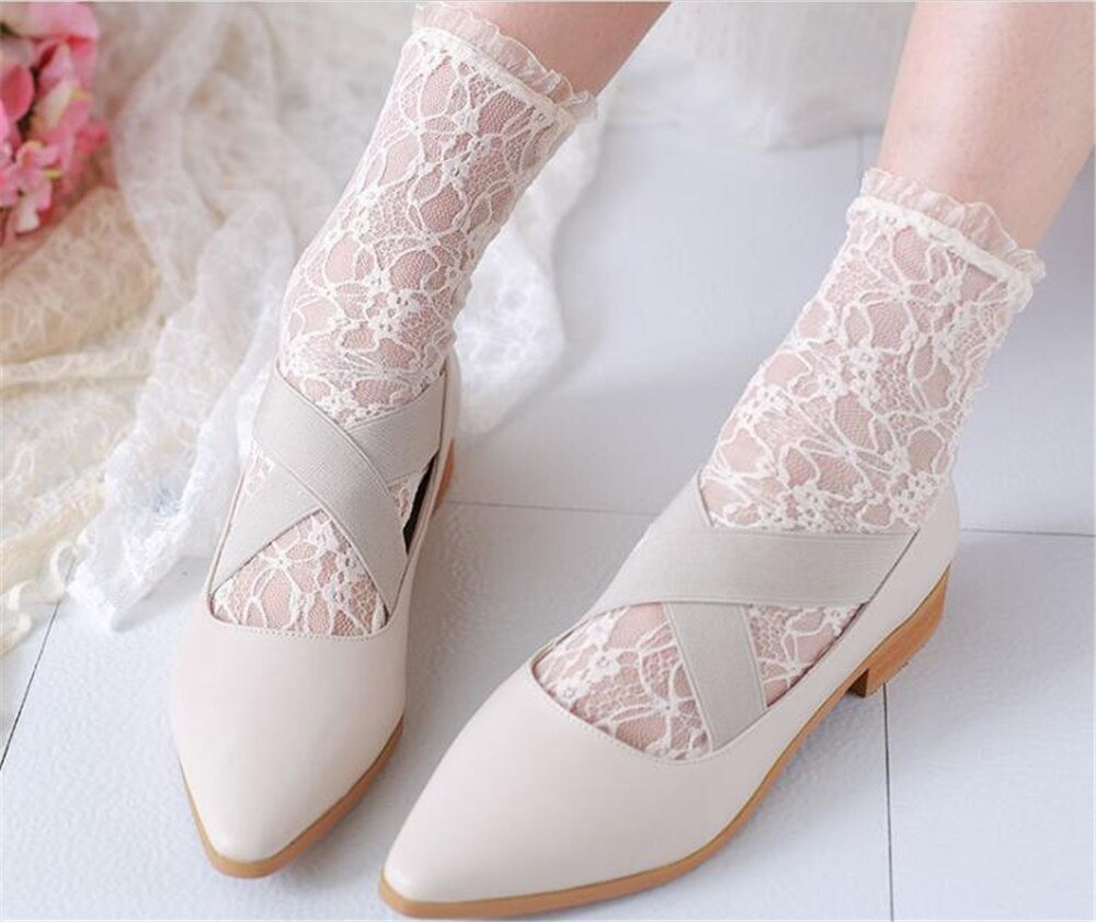 Lolita blondestrømper blonde søde strømper blonde sidebunker af sokker koreanske retro litterære sokker  b702: Farve 4