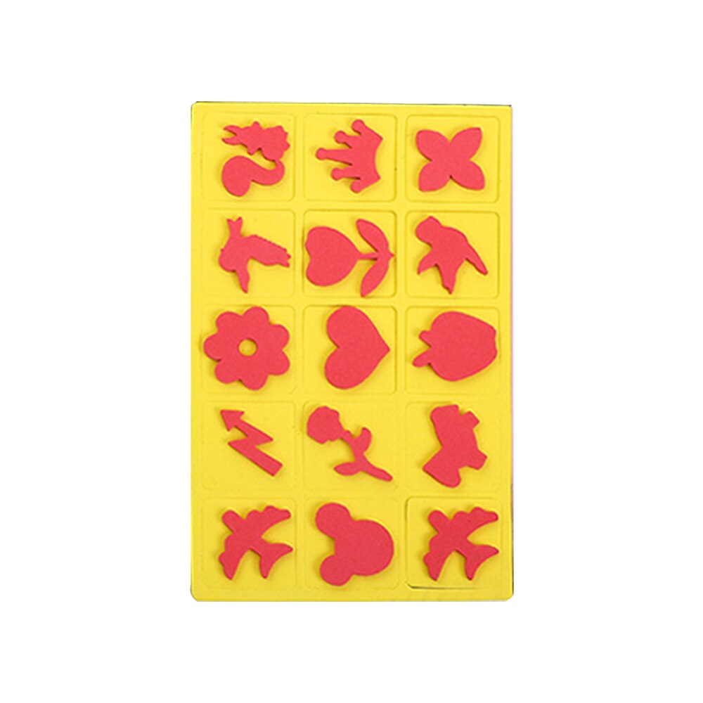15 stk kunst maleri frimærker svamp stamper med søde mønstre tidlig læring tegneværktøjer til børn småbørn håndværk diy: Gul
