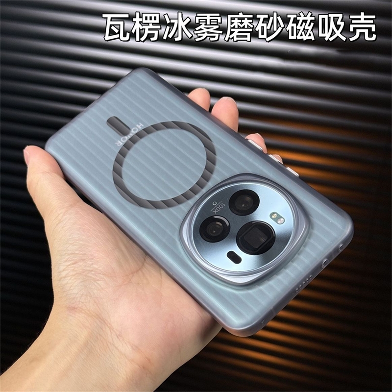 Magnetische Case Voor Honor Magic 6 Pro 5 5Pro Case MagSafe Matte Transparante Bagage Streep Cover Voor Magic 5 6Pro 5G Hard Shell