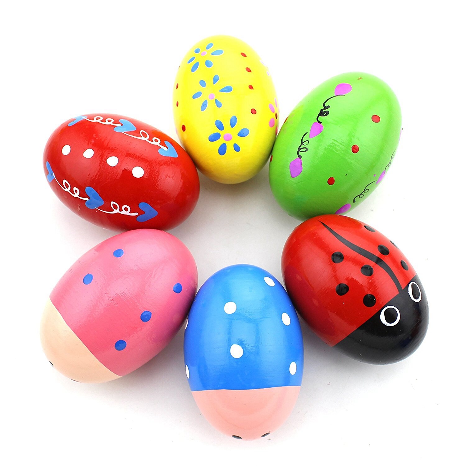 Sy-set  of 6 trä slagverk musikaliska ägg maracas äggskakare för barn: Default Title