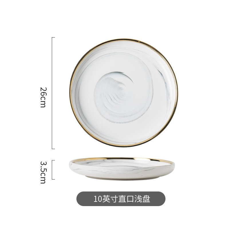 Service de table assiette en céramique, bol , assiette domestique moderne européenne et occidentale, ensemble de bols alimentaires: Black