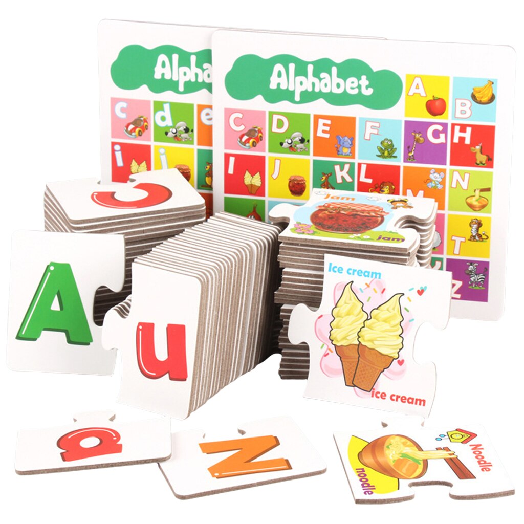 Cartoon Illustrations Animals ABC Alphabet Flash Cards Spelling Teaching Cognitive ABC Letters Preschool Early Ages Toys Puzzles