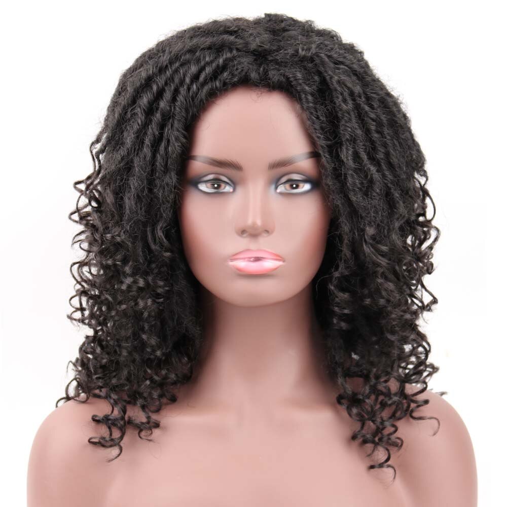 14'' Goddness Locs Hair Wig Short Synthetic Soft Faux Locs Wigs for Black Women Black Brown Crochet Braids Wigs Heat Resistant: Natural Color