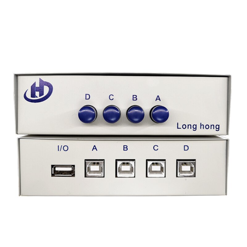 4 Ports USB Switch Manual Sharing Device Dual Computer Sharing 1 Printer Four In One Out USB2.0 Printer Splitter