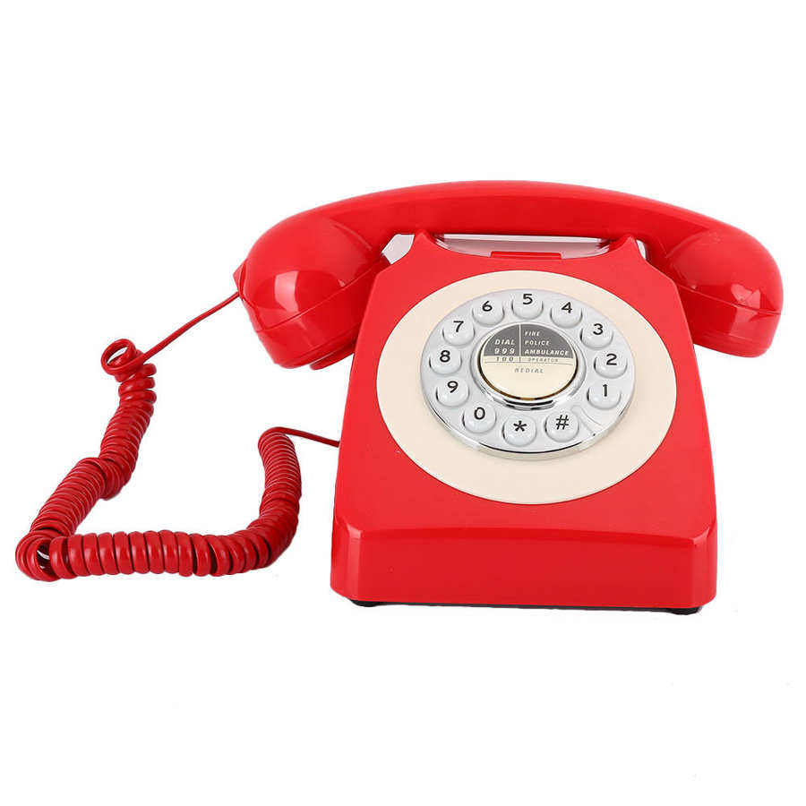 Retro vintage antieke telefoons met nummerweergave, opnieuw kiezen, handsfree vaste telefoon