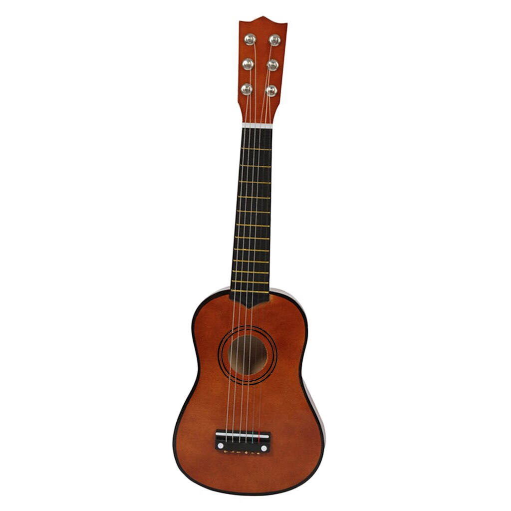Guitarra acústica de 6 cuerdas, 21 pulgadas, de madera, con sonido brillante: Coffee