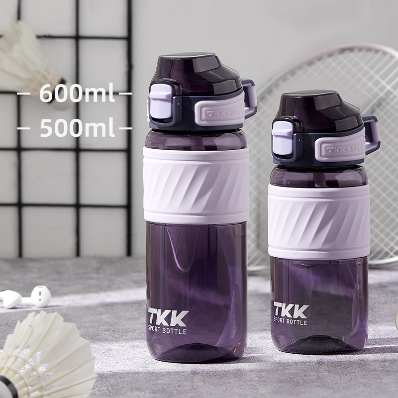Tkk 500/600ml bpa-fri sportvattenflaska tritan bpa-fri läckagesäker plastmugg skolbarnsflaska: Lila / 0.55l